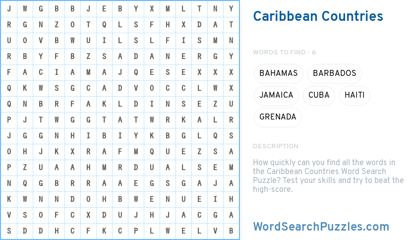 download congratulations word Search Word Caribbean Puzzle  Countries  WordSearchPuzzles.com