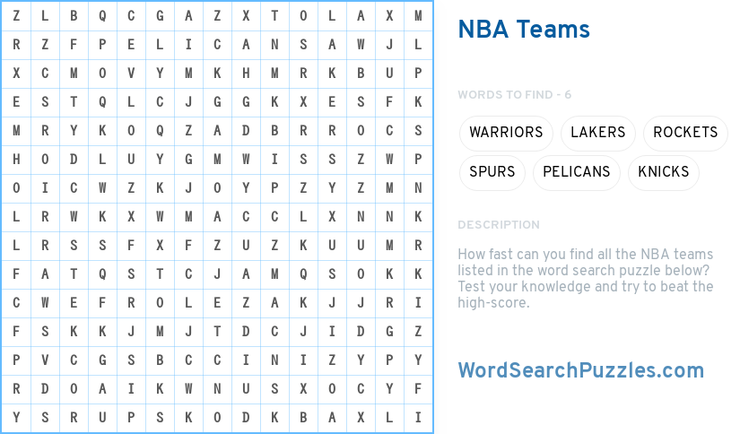 pics congratulations word Teams Word Puzzle Search NBA WordSearchPuzzles.com